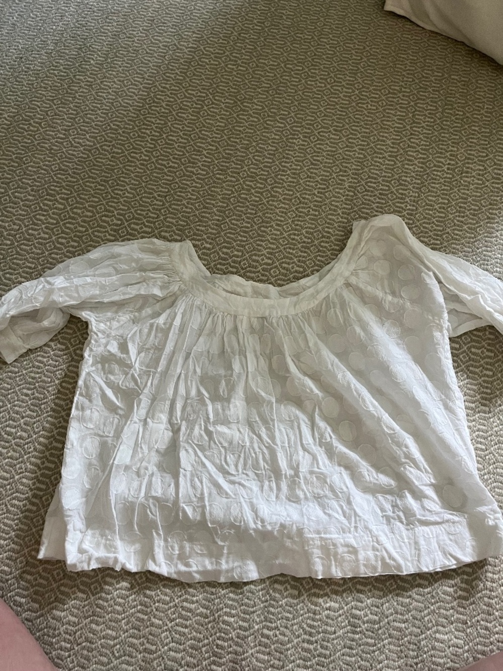 womens cotton puff sleeve swing top - white cotton